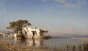 The banks of the Nile by Amédée Rosier — lake oil painting wall art, Orientalism
