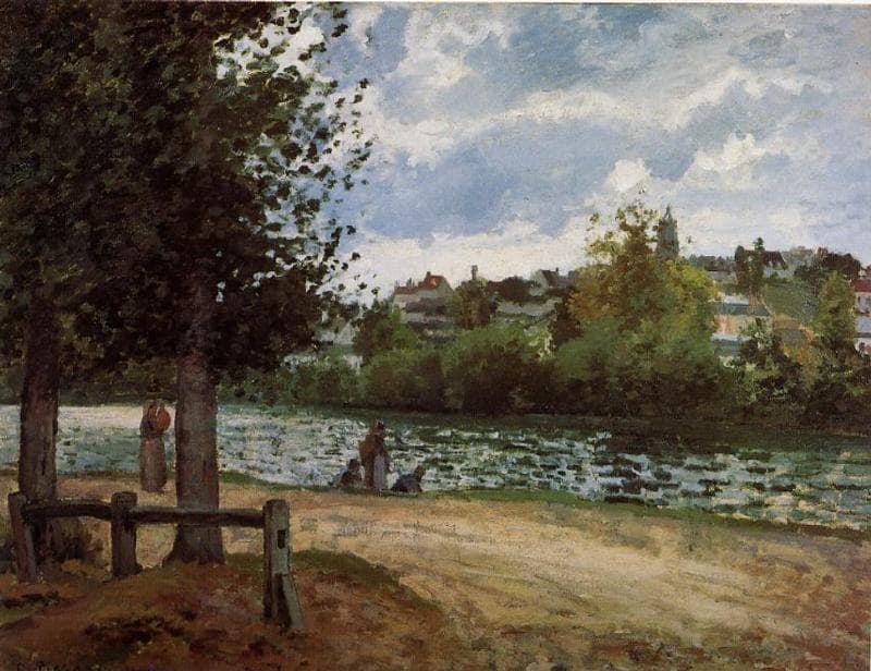 The Banks of the Oise at Pontoise by Camille Pissarro — hand-painted botanical oil painting reproduction on canvas