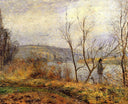 The Banks of the Oise, Pontoise (also known as Man Fishing) by Camille Pissarro — seascapes oil painting wall art, Impressionism