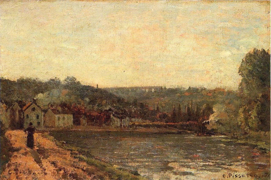 The Banks of the Seine at Bougival by Camille Pissarro — hand-painted landscape oil painting reproduction on canvas