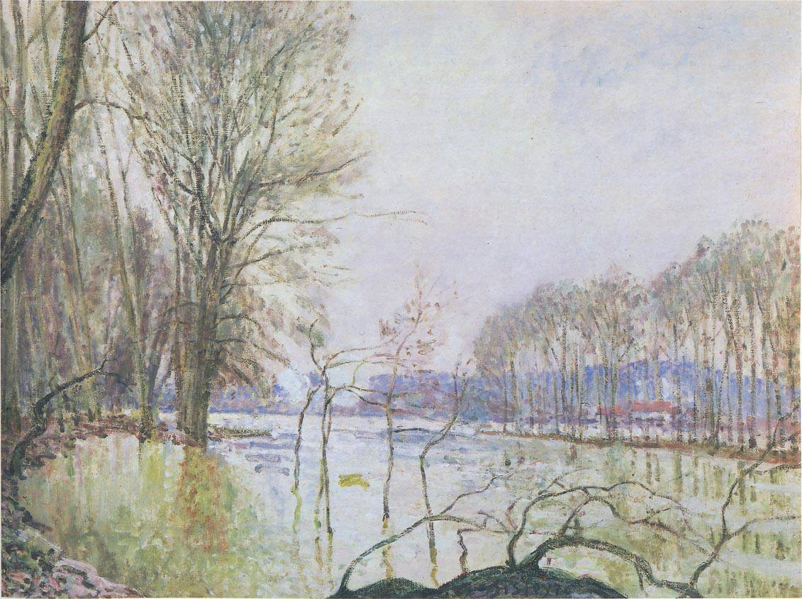 The Banks of the Seine in Autumn flood - Alfred Sisley