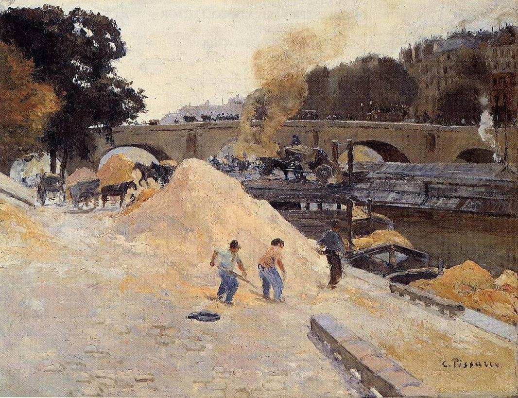 The Banks of the Seine in Paris, Pont Marie, Quai d'Anjou by Camille Pissarro — hand-painted landscape oil painting reproduction on canvas