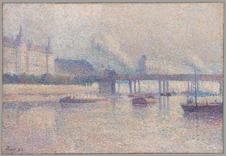 The Banks of the Seine River in Paris by Maximilien Luce — hand-painted landscape oil painting reproduction on canvas