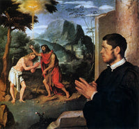 The Baptism of Christ with a Donor by Giovanni Battista Moroni — hand-painted cultural oil painting reproduction on canvas