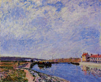 The Barge Port and Saint Mammes by Alfred Sisley — hand-painted landscape oil painting reproduction on canvas