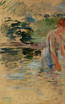 The Bath at Mesnil by Berthe Morisot — hand-painted landscape oil painting reproduction on canvas