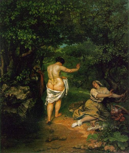 The Bathers by Gustave Courbet — hand-painted botanical oil painting reproduction on canvas