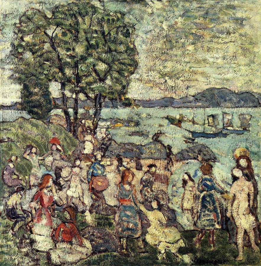 The Bathing Cove by Maurice Prendergast — hand-painted landscape oil painting reproduction on canvas