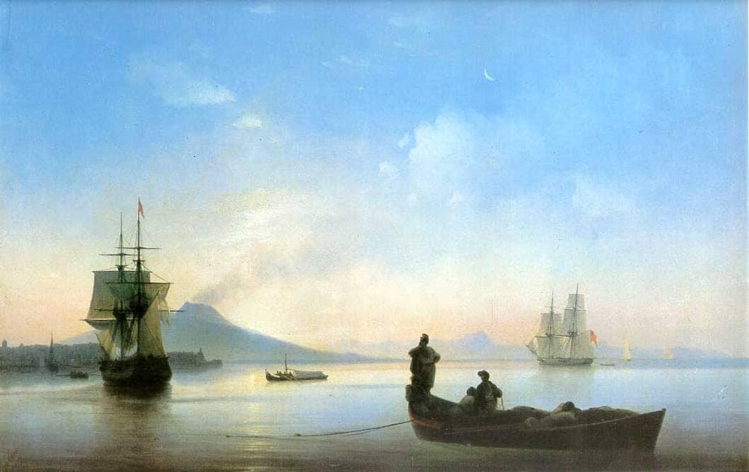 The Bay of Naples in the morning by Ivan Aivazovsky — hand-painted landscape oil painting reproduction on canvas