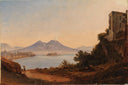 The Bay of Naples with Vesuvius and Castel dell'Ovo by Franz Ludwig Catel — sea oil painting wall art, Romanticism