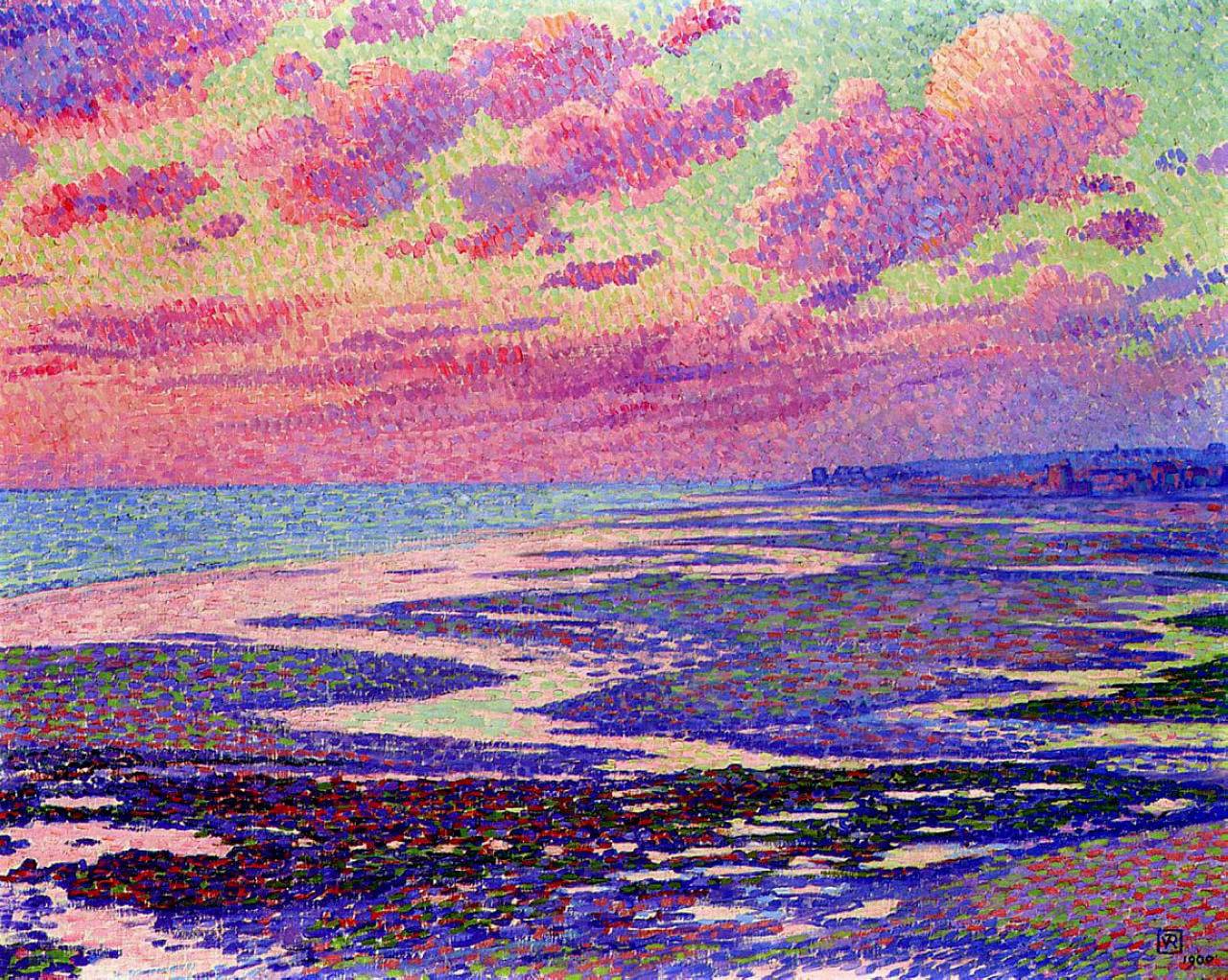 The Beach at Ambleteuse at Low Tide - Theo van Rysselberghe