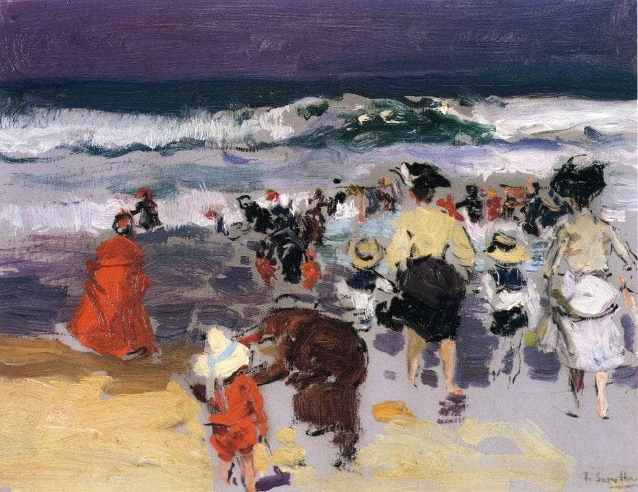 The Beach at Biarritz (sketch) by Joaquín Sorolla — hand-painted seascapes oil painting reproduction on canvas