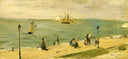 The Beach at Petit Dalles (aka On the Beach) by Berthe Morisot, ships oil painting wall art, Impressionism
