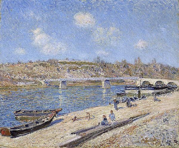 The Beach at Saint Mammès by Alfred Sisley — hand-painted botanical oil painting reproduction on canvas