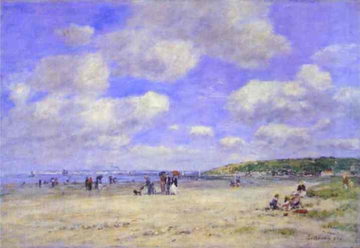 The Beach at Tourgeville-les-Sablons - Eugene Boudin