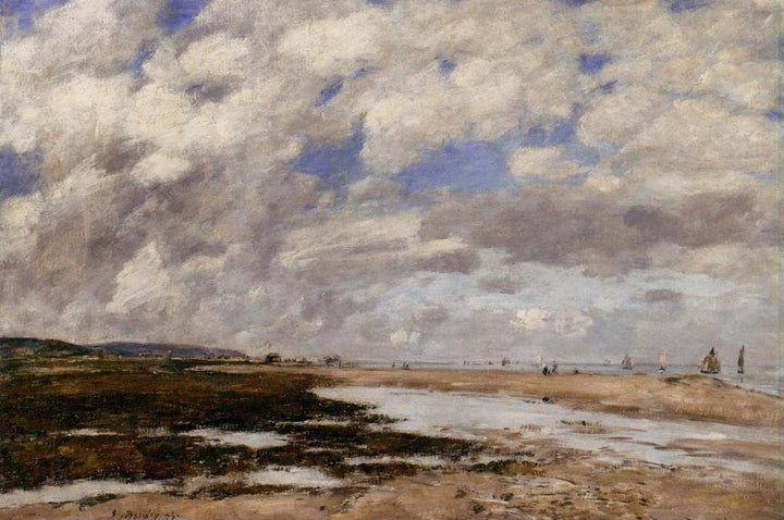 The Beach, Deauville by Eugene Boudin — hand-painted landscape oil painting reproduction on canvas