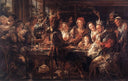 The Bean King by Jacob Jordaens — group oil painting wall art, Baroque