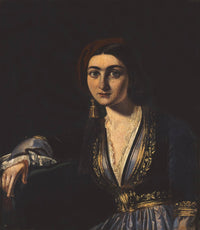 The beautiful Greek woman, daughter of Karatza by Theodoros Vryzakis — hand-painted portrait oil painting reproduction on canvas