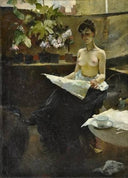 The beautiful model by Viktor Oliva — hand-painted portrait oil painting reproduction on canvas