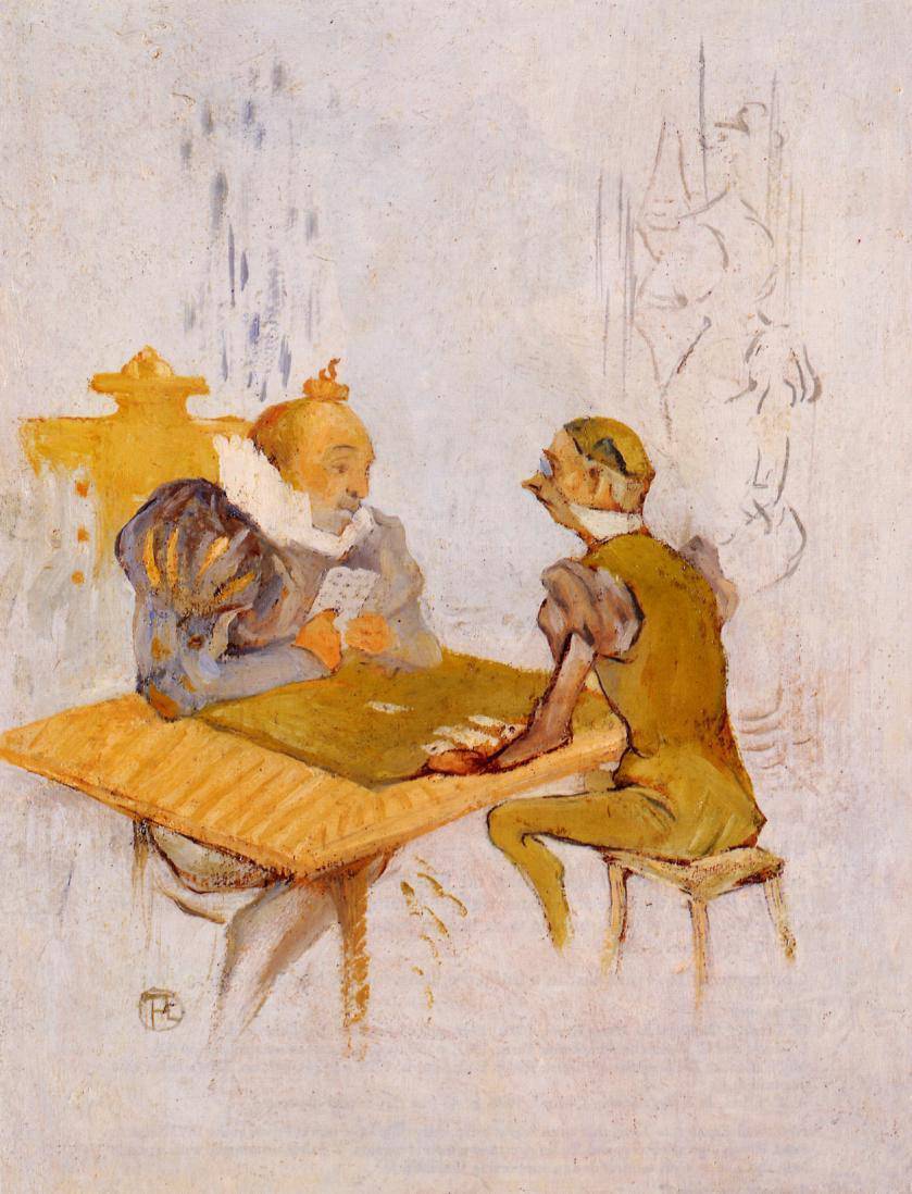 The Beauty and the Beast The Bezique by Henri de Toulouse-Lautrec, hand-painted portrait oil painting reproduction on canvas
