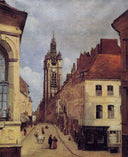 The Belfry of Douai by Camille Corot — city oil painting wall art, Realism