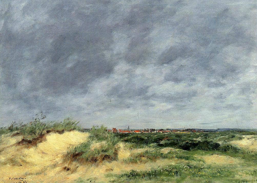 The Berck Dunes by Eugene Boudin — hand-painted botanical oil painting reproduction on canvas