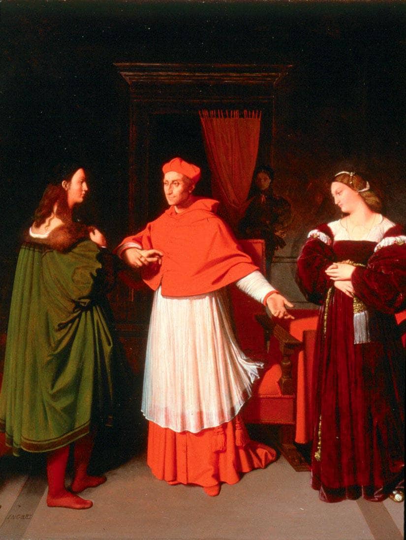 The Betrothal of Raphael and the Niece of Cardinal Bibbiena by Jean Auguste Dominique Ingres — hand-painted portrait oil painting reproduction on canvas