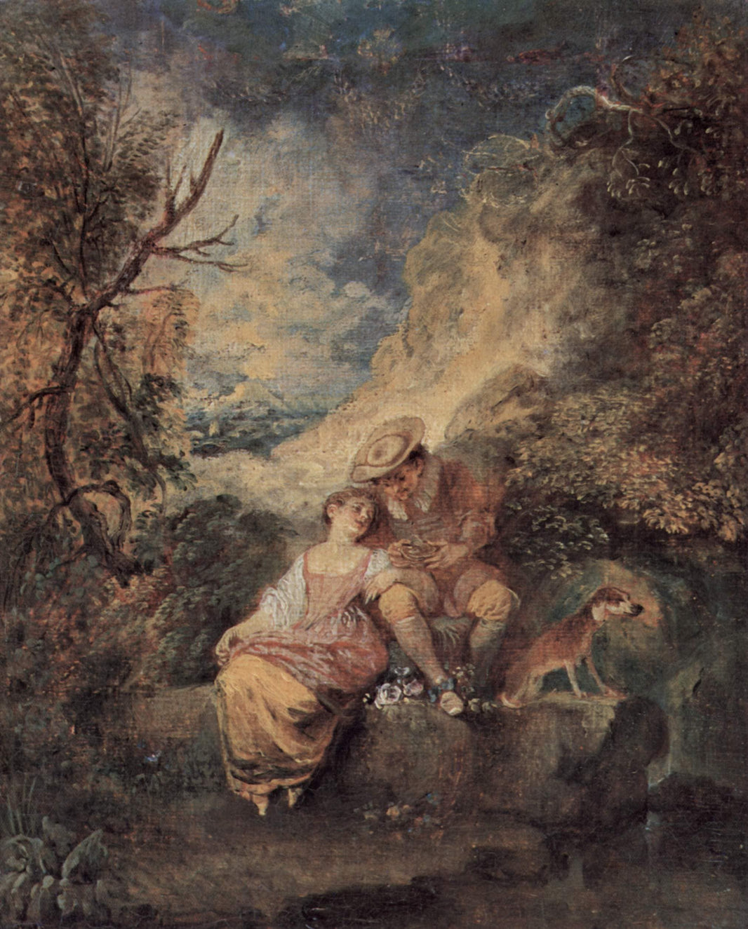 The Bird Nester by Antoine Watteau — hand-painted cultural oil painting reproduction on canvas