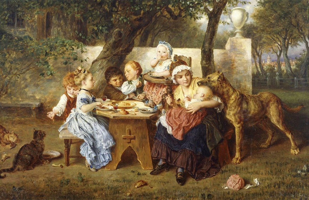 The birthday party by Ludwig Knaus — hand-painted animal oil painting reproduction on canvas