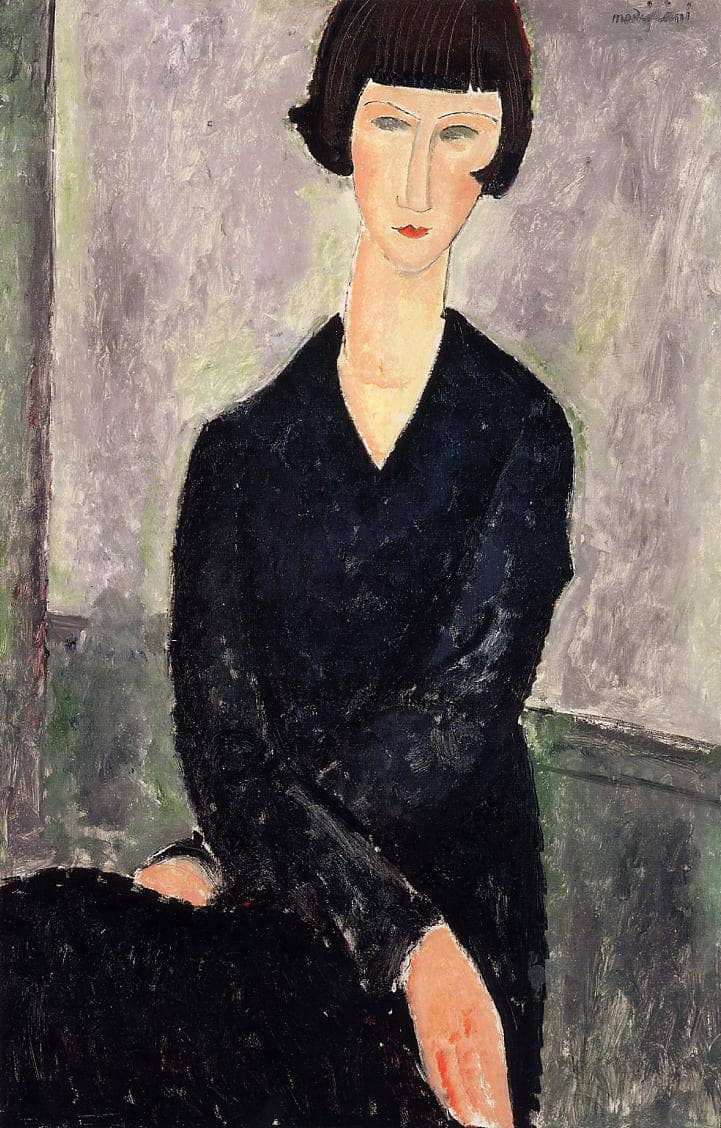 The Black Dress by Amedeo Modigliani — hand-painted portrait oil painting reproduction on canvas