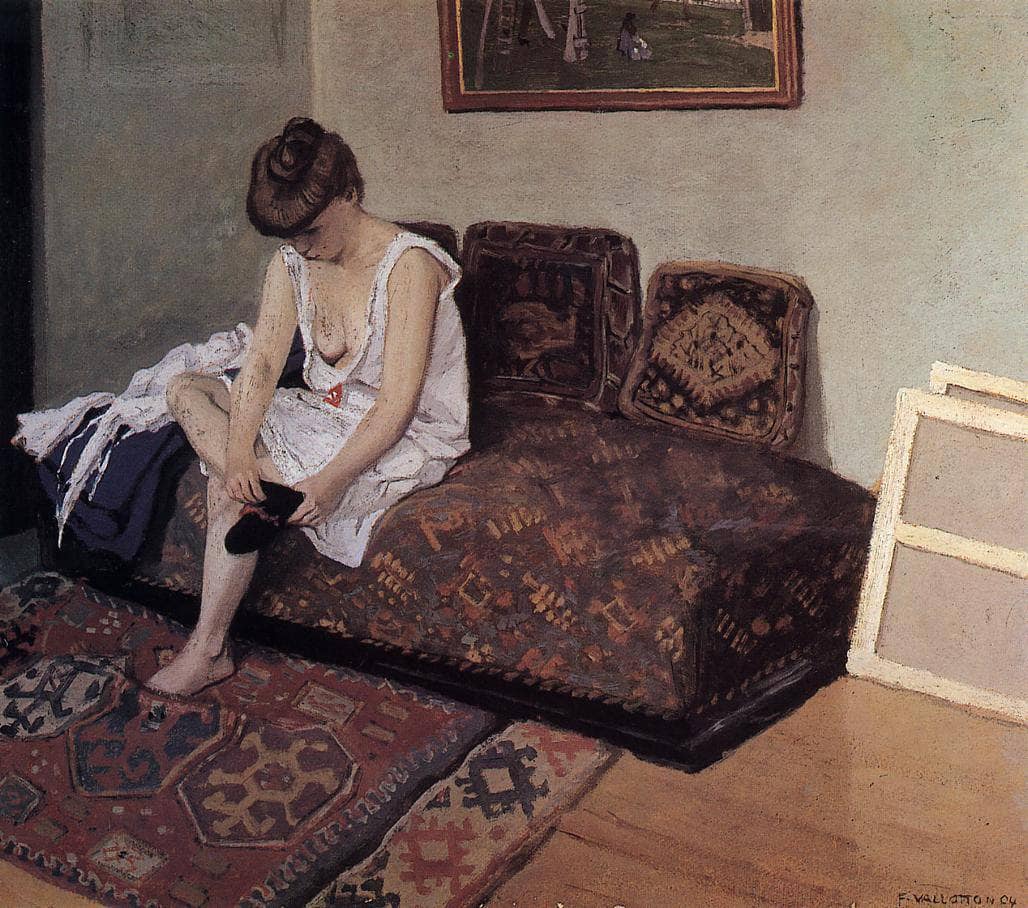 The Black Stocking by Felix Vallotton — hand-painted portrait oil painting reproduction on canvas