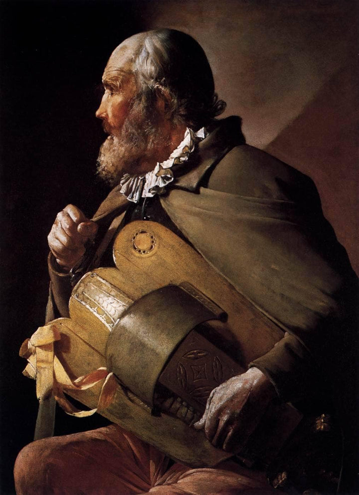 The Blind Hurdy Gurdy Player by Georges de la Tour — hand-painted portrait oil painting reproduction on canvas