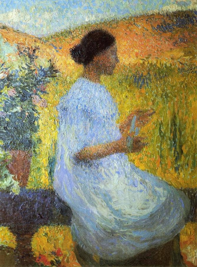 The Blue Dress by Henri Martin — hand-painted portrait oil painting reproduction on canvas