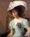 The Blue Gown by Julian Alden Weir — hand-painted portrait oil painting reproduction on canvas