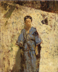 The blue kimono by Giacomo Favretto — hand-painted portrait oil painting reproduction on canvas