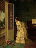 The Bouquet by Auguste Toulmouche — hand-painted portrait oil painting reproduction on canvas