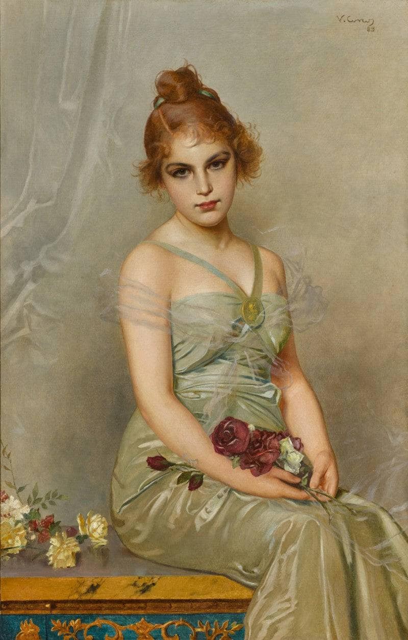 The bouquet by Vittorio Matteo Corcos — hand-painted portrait oil painting reproduction on canvas