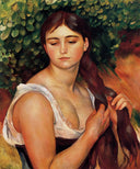 The Braid (Suzanne Valadon) by Pierre-Auguste Renoir — hand-painted portrait oil painting reproduction on canvas