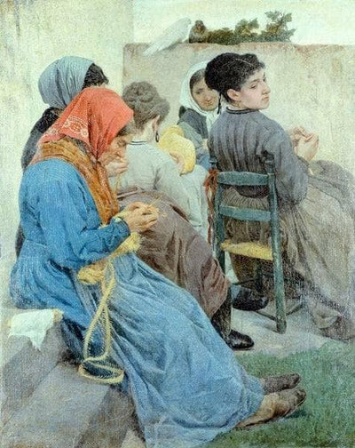 The braiders by Egisto Ferroni — oil painting reproduction