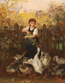 The bread snack by Ludwig Knaus — hand-painted animal oil painting reproduction on canvas