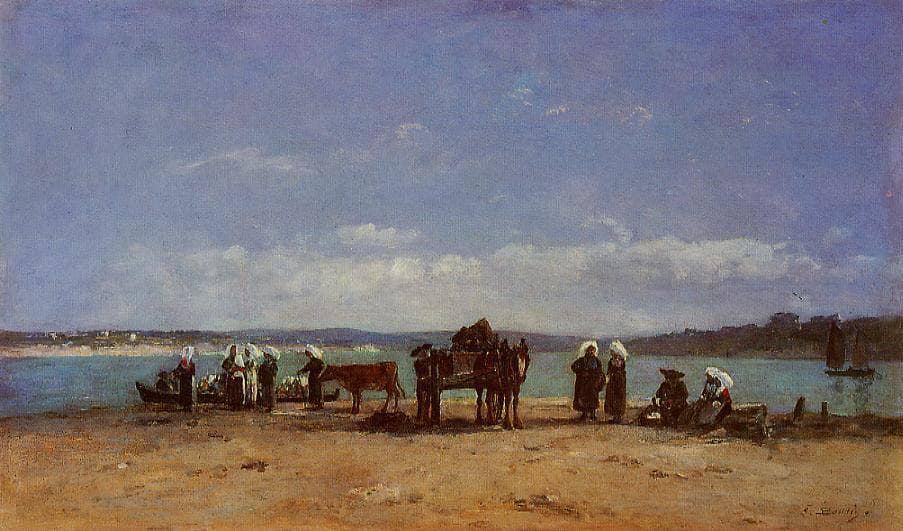 The Breton Fishermen's Wives by Eugene Boudin — hand-painted landscape oil painting reproduction on canvas