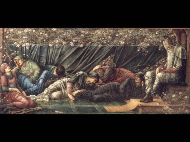 The Briar Rose: The Council Chamber by Edward Burne-Jones — hand-painted cultural oil painting reproduction on canvas