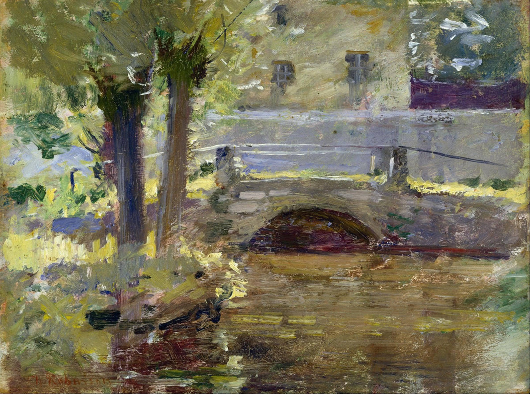 The Bridge at Giverny by Theodore Robinson — hand-painted botanical oil painting reproduction on canvas