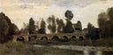 The Bridge at Grez sur Loing by Camille Corot, rural oil painting wall art, Realism