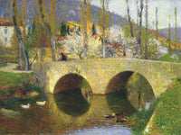The Bridge at Labastide du Vert in Spring by Henri Martin — hand-painted architectural oil painting reproduction on canvas