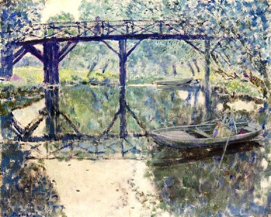 The Bridge, Giverny by Frederick Carl Frieseke — hand-painted botanical oil painting reproduction on canvas