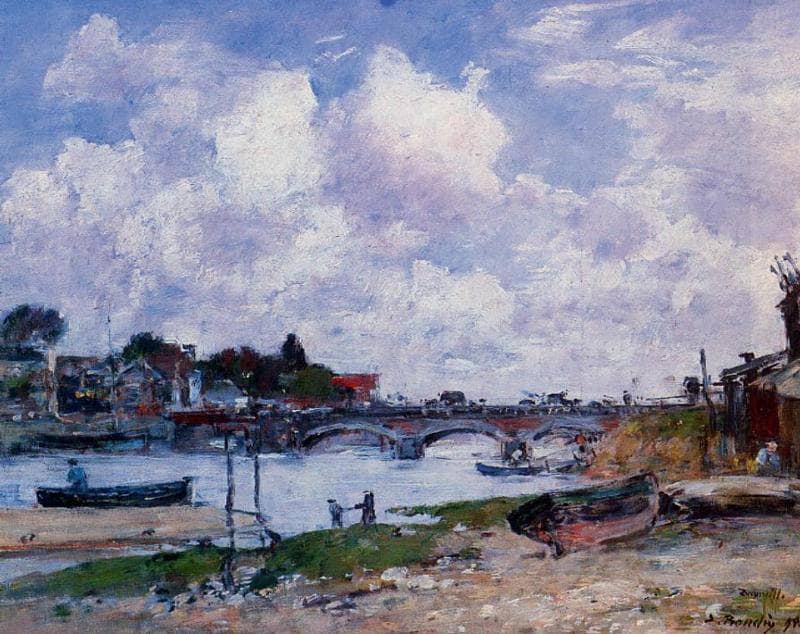 The Bridge over the Toques at Deauville by Eugene Boudin — hand-painted landscape oil painting reproduction on canvas