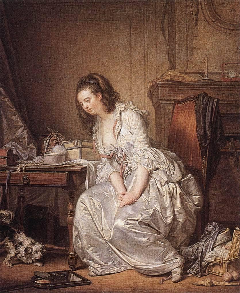 The Broken Mirror by Jean-Baptiste Greuze — hand-painted portrait oil painting reproduction on canvas
