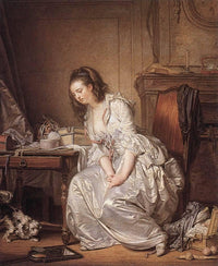 The Broken Mirror by Jean-Baptiste Greuze — hand-painted portrait oil painting reproduction on canvas