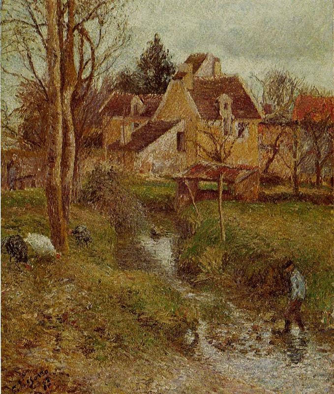 The Brook at Osny by Camille Pissarro — hand-painted botanical oil painting reproduction on canvas